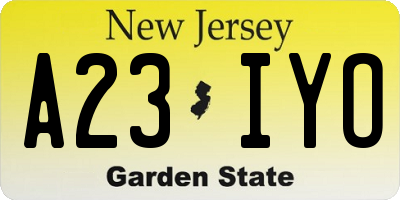 NJ license plate A23IYO