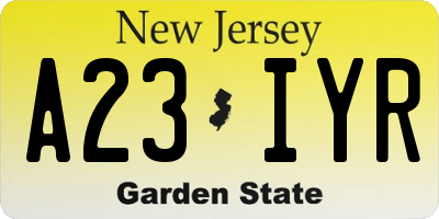 NJ license plate A23IYR