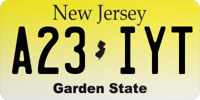 NJ license plate A23IYT