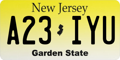 NJ license plate A23IYU