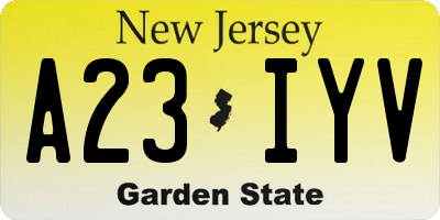 NJ license plate A23IYV