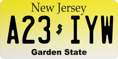 NJ license plate A23IYW