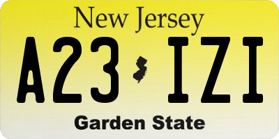 NJ license plate A23IZI
