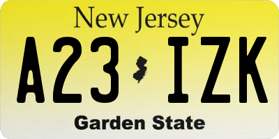 NJ license plate A23IZK