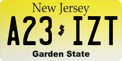 NJ license plate A23IZT