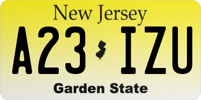 NJ license plate A23IZU