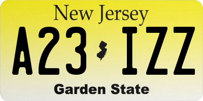 NJ license plate A23IZZ