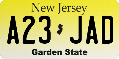 NJ license plate A23JAD