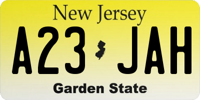 NJ license plate A23JAH