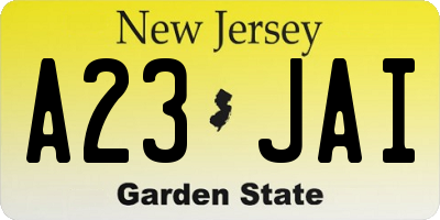 NJ license plate A23JAI