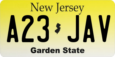 NJ license plate A23JAV