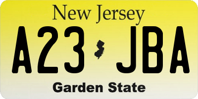 NJ license plate A23JBA