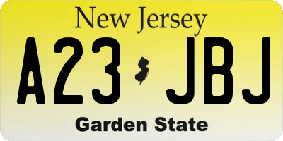 NJ license plate A23JBJ