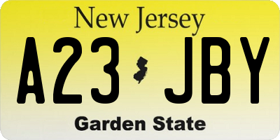 NJ license plate A23JBY