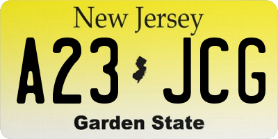 NJ license plate A23JCG