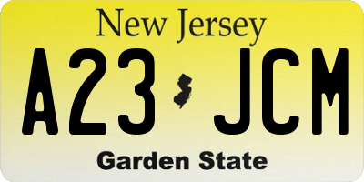 NJ license plate A23JCM