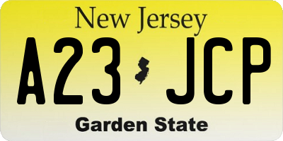 NJ license plate A23JCP