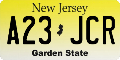 NJ license plate A23JCR