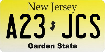 NJ license plate A23JCS