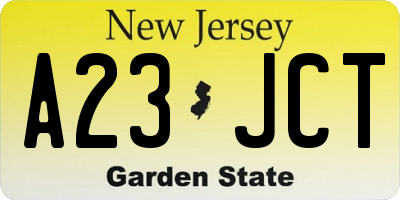 NJ license plate A23JCT