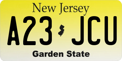 NJ license plate A23JCU