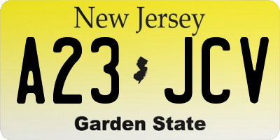 NJ license plate A23JCV