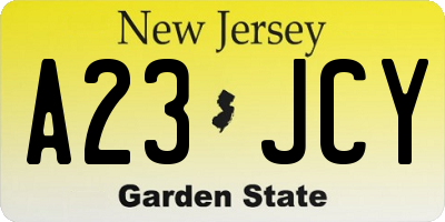 NJ license plate A23JCY