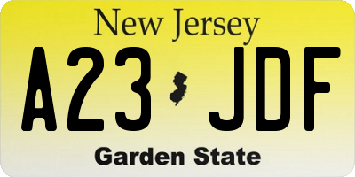 NJ license plate A23JDF