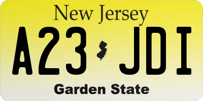 NJ license plate A23JDI