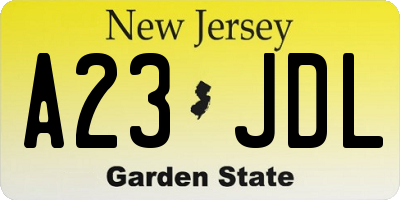 NJ license plate A23JDL