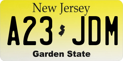 NJ license plate A23JDM
