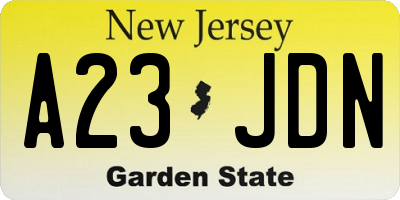 NJ license plate A23JDN