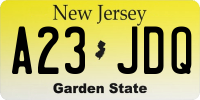 NJ license plate A23JDQ