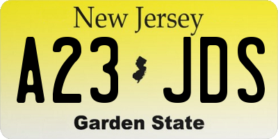 NJ license plate A23JDS