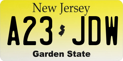 NJ license plate A23JDW