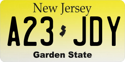 NJ license plate A23JDY