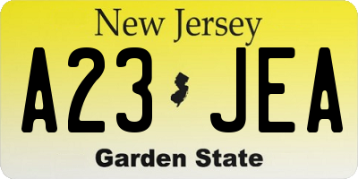 NJ license plate A23JEA