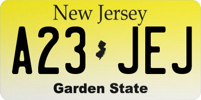 NJ license plate A23JEJ