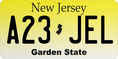 NJ license plate A23JEL