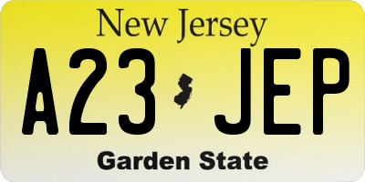 NJ license plate A23JEP
