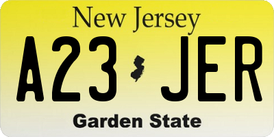 NJ license plate A23JER