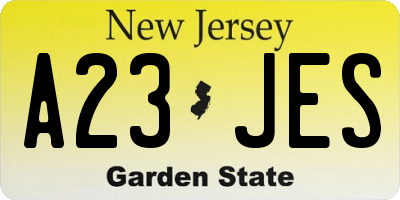 NJ license plate A23JES