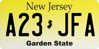 NJ license plate A23JFA