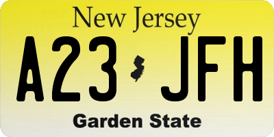 NJ license plate A23JFH