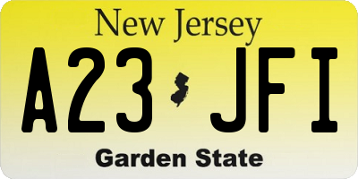 NJ license plate A23JFI