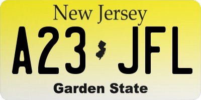 NJ license plate A23JFL