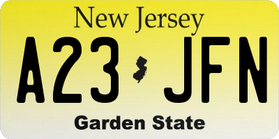 NJ license plate A23JFN