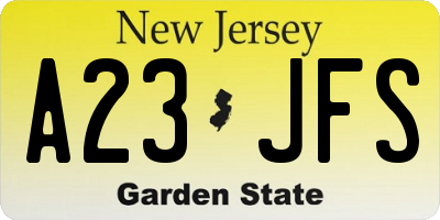NJ license plate A23JFS