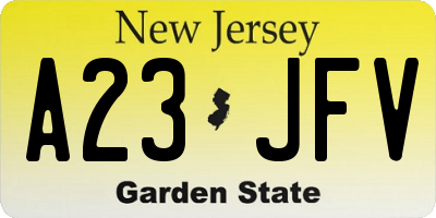 NJ license plate A23JFV