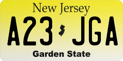 NJ license plate A23JGA